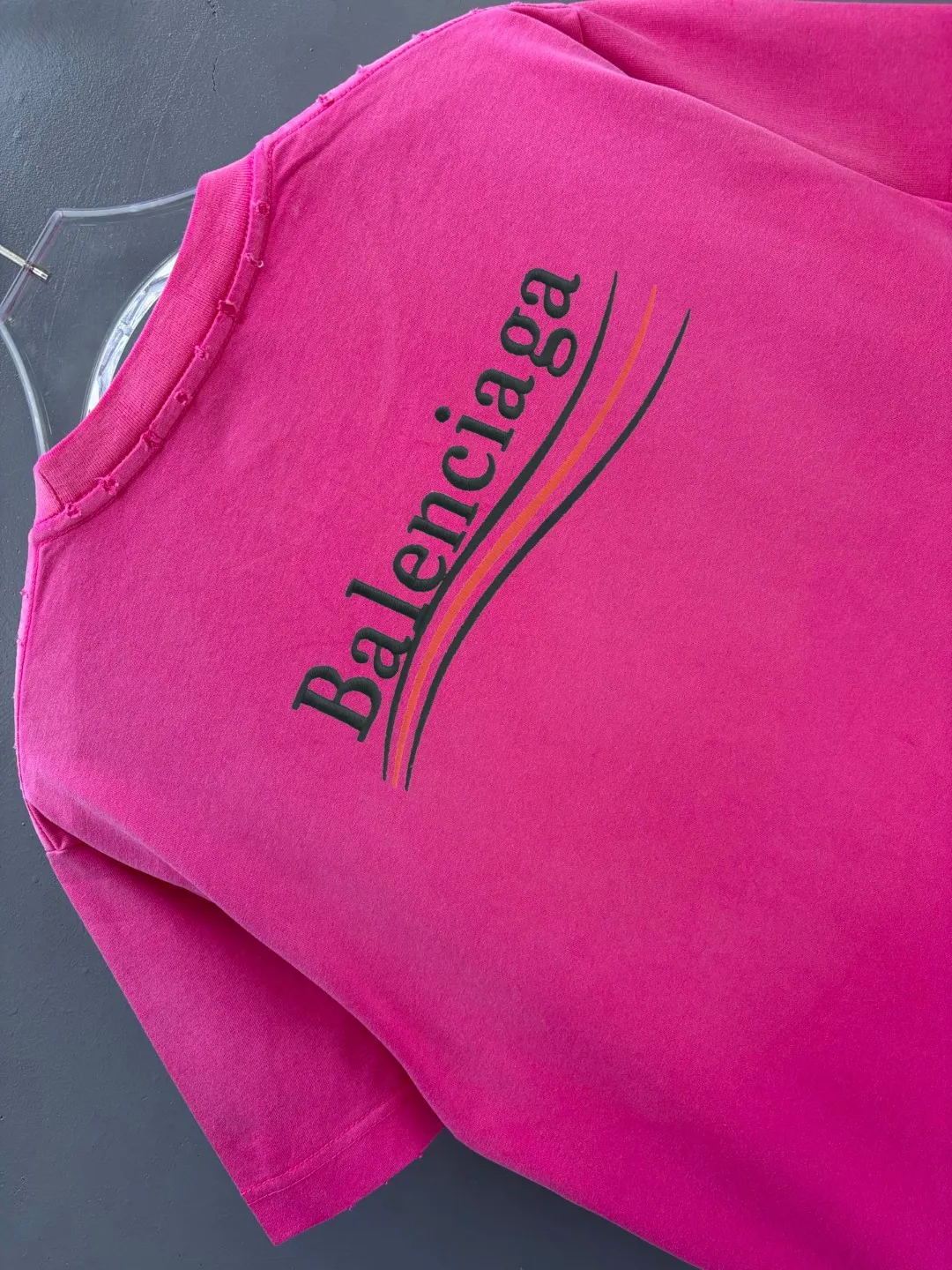 P100✨🔥 [balenciaga] 2026FW short-sleeved T-shirt Premium 26s double yarn 300g fabric, washed and sprayed with old and frayed craftsmanship Color: washed black White rose red gray washed brown washed purple washed gray Size: S M L XL 2XL